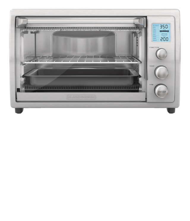 Black & Decker Digital No Preheat Convection Toaster Oven w/ 9 Functions, Stainless Steel, 8