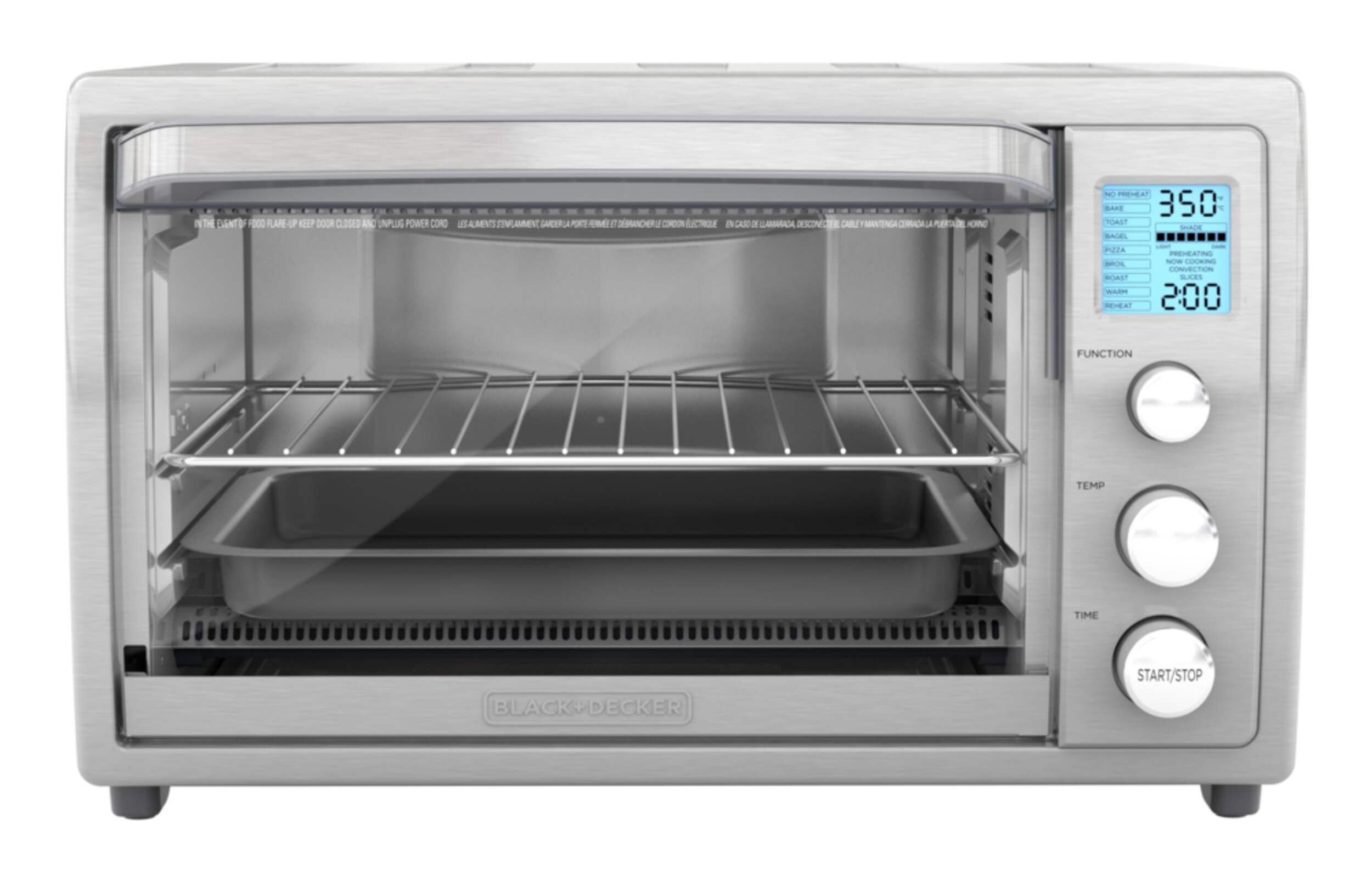 Black & Decker Digital No Preheat Convection Toaster Oven w/ 9 Functions, Stainless Steel, 8