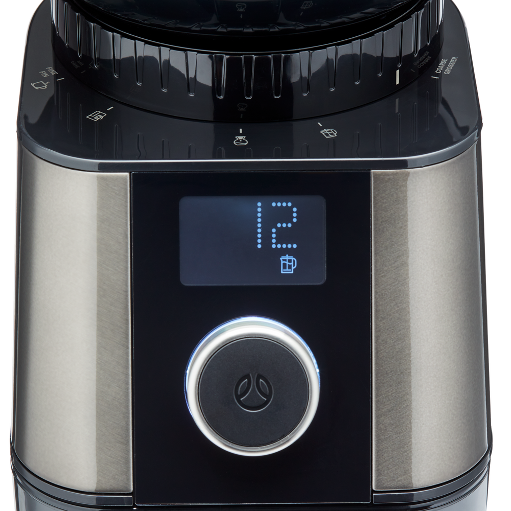 PADERNO Burr Grinder w/ 30 Setting Options, Black Stainless Steel, 12