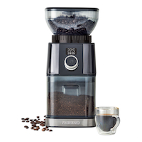PADERNO Burr Grinder w/ 30 Setting Options, Black Stainless Steel, 12 Cups Front_Flat