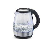 MASTER Chef Cordless Electric Kettle w/ Auto Shut Off & Blue Light, Glass, 1.2L Front_Angled_Right