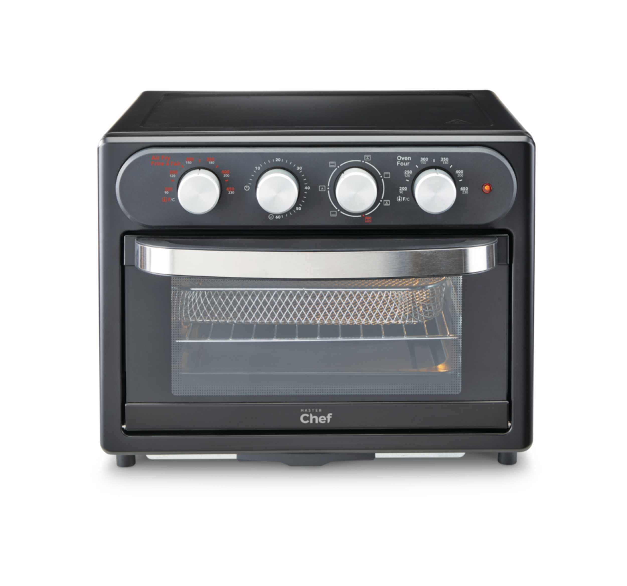 MASTER Chef AirFryer Toaster Oven w/ 5 Functions, Black Front_Elevated
