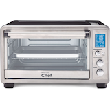 MASTER Chef Digital Convection Toaster Oven w/ 10 Functions, Stainless Steel, 6-Slices Front_Elevated