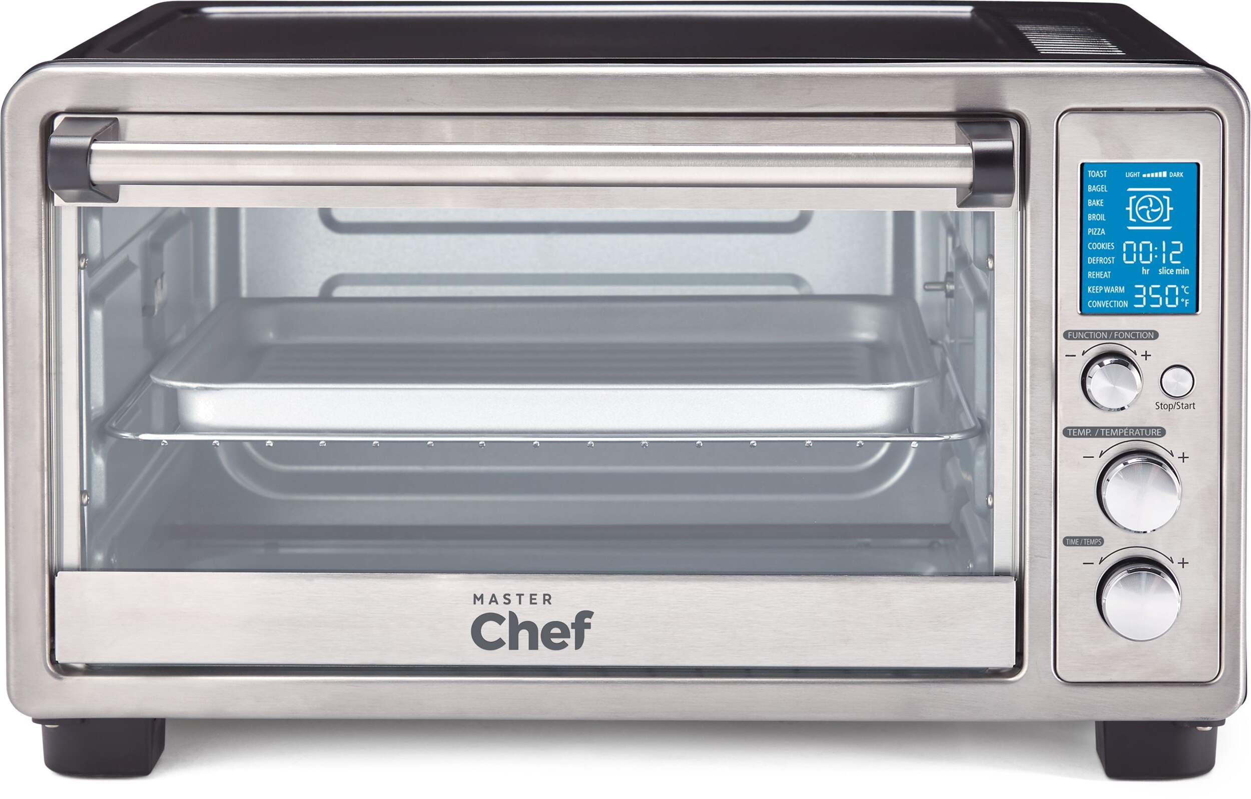 MASTER Chef Digital Convection Toaster Oven w/ 10 Functions, Stainless Steel, 6-Slices Front_Elevated