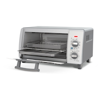 Black & Decker Air Fryer Toaster Oven w/ 5 Functions, Stainless Steel, 4-Slices Front_Three_Fourths_Angled_Left
