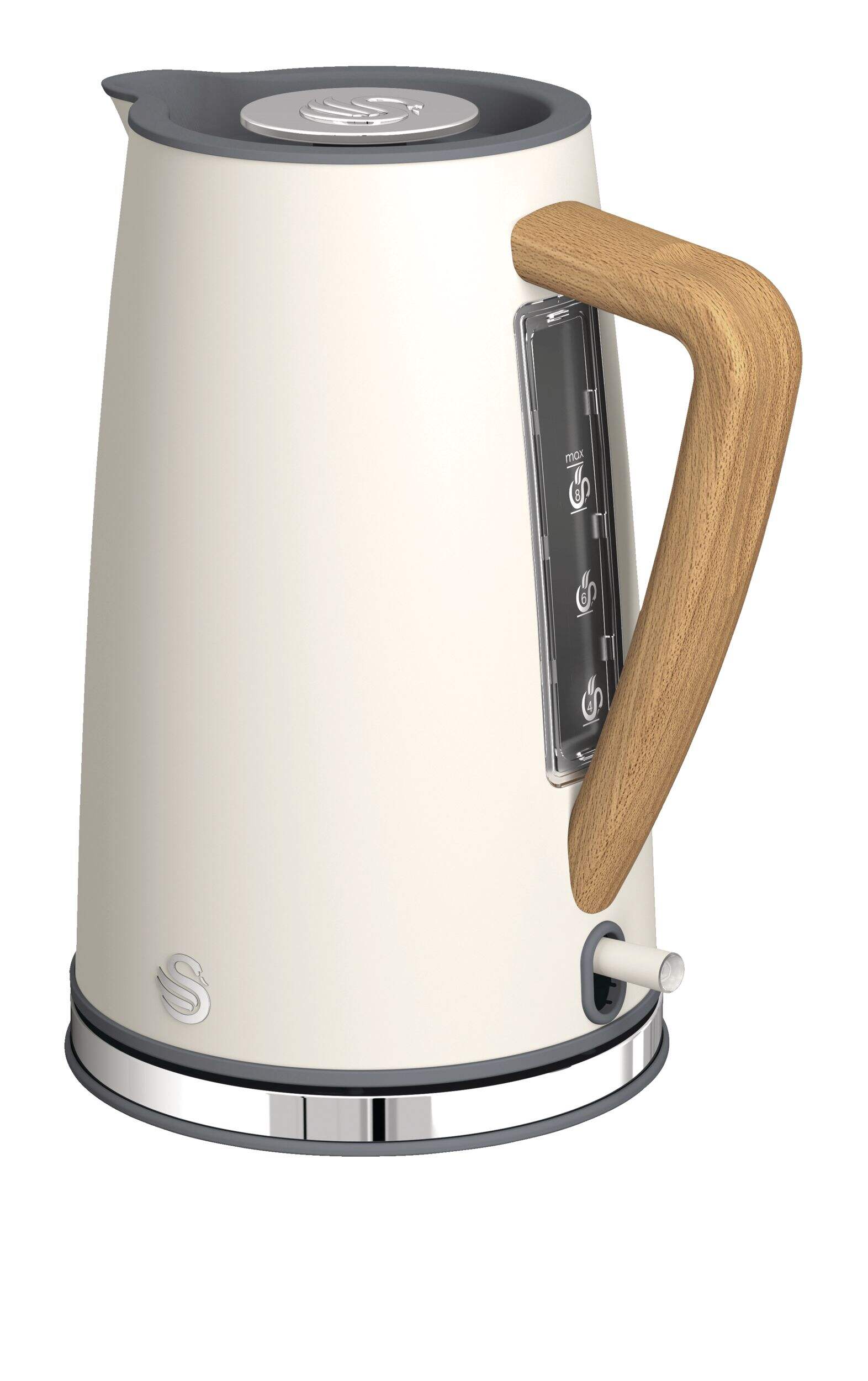Swan Nordic Cordless Electric Kettle w/ Auto Shut Off, Stainless Steel, 1.7L Back_Angled_Left