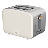Swan Nordic Toaster w/ 6 Settings, Stainless Steel w/Rubber Finish, 2-Slices Front_Three_Fourths_Angled_Left