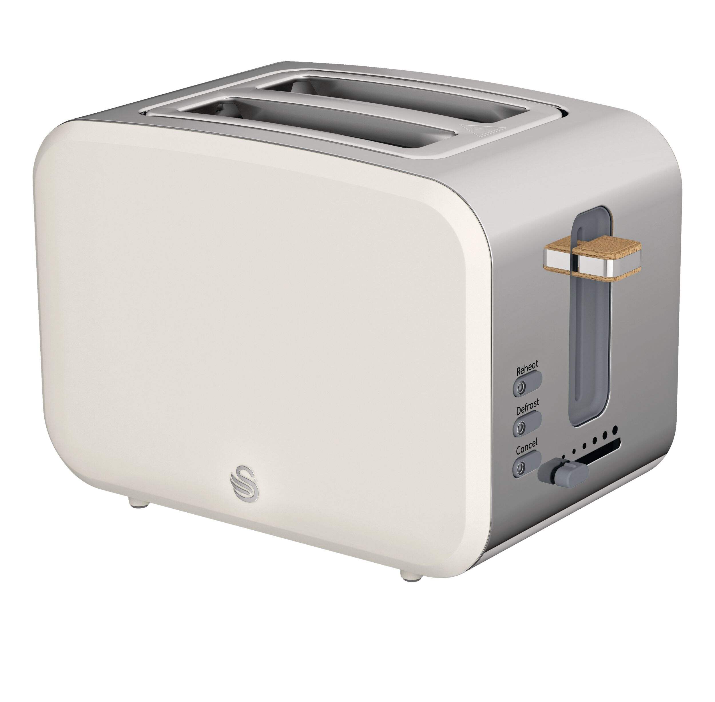 Swan Nordic Toaster w/ 6 Settings, Stainless Steel w/Rubber Finish, 2-Slices Front_Three_Fourths_Angled_Left