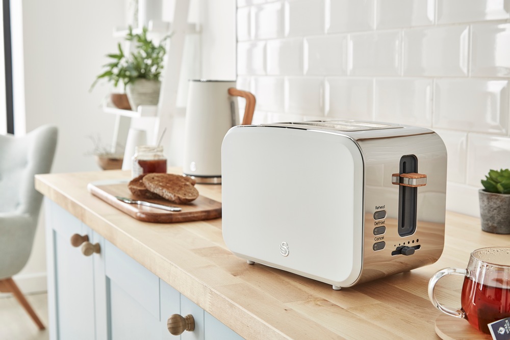 Swan Nordic Toaster w/ 6 Settings, Stainless Steel w/Rubber Finish, 2