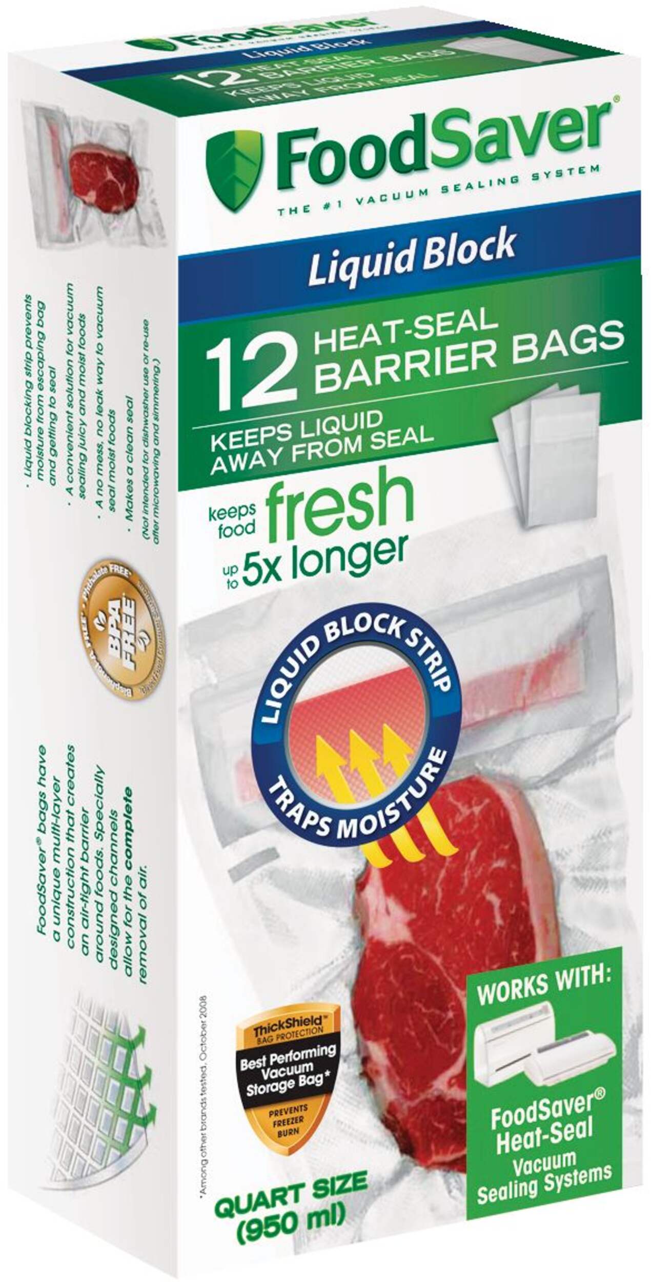 FoodSaver Liquid Block, Barrier HeatSeal Vacuum Seal Bags/Vacuum Sealer Bags, BPAFree, 950mL