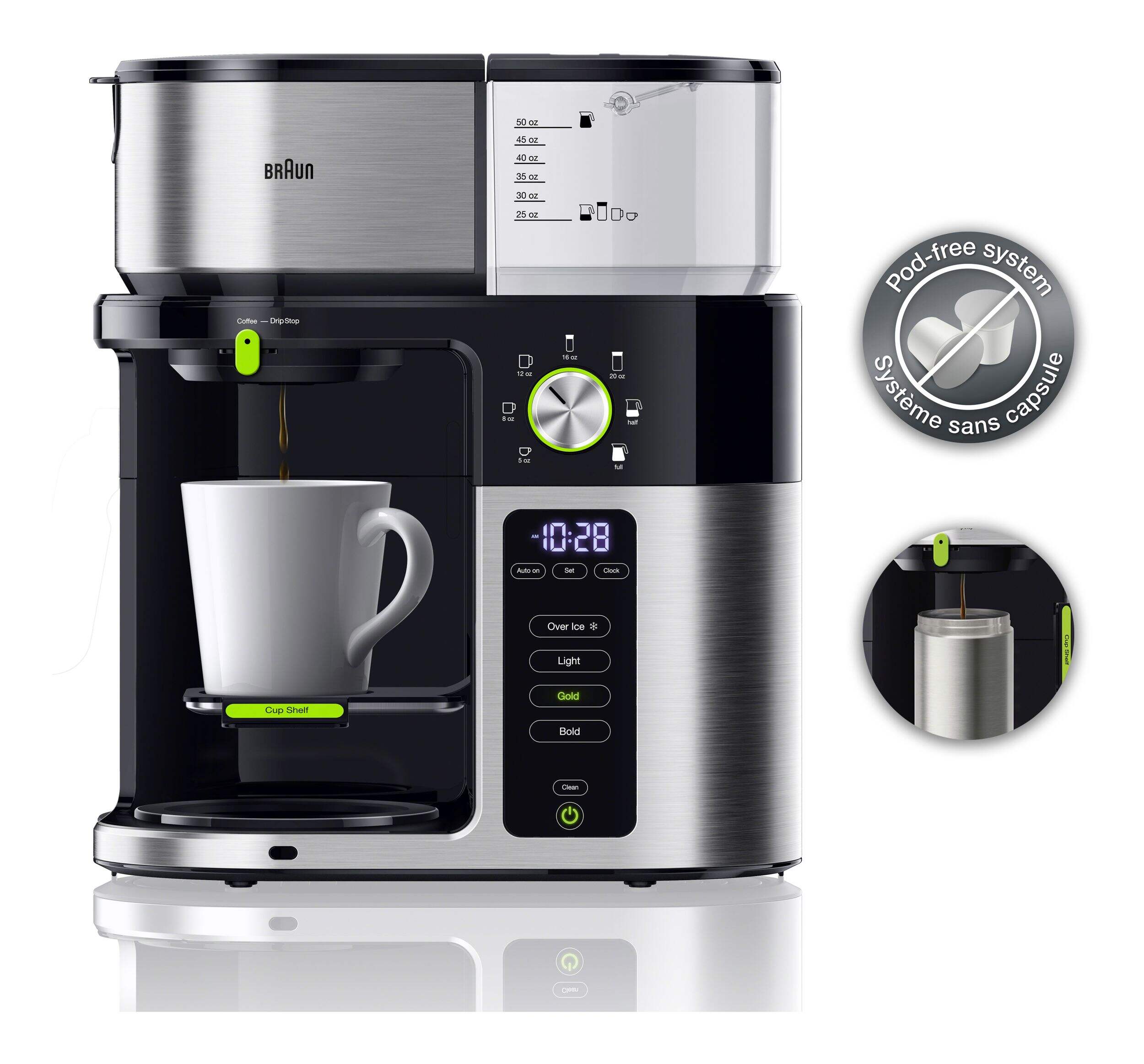 Braun SCA Certified Multiserve Coffee Maker w/ Glass Carafe, Stainless