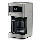 Braun BrewSense Programmable Coffee Maker w/ Glass Carafe, Stainless Steel, 12 Cups Front_Angled_Left