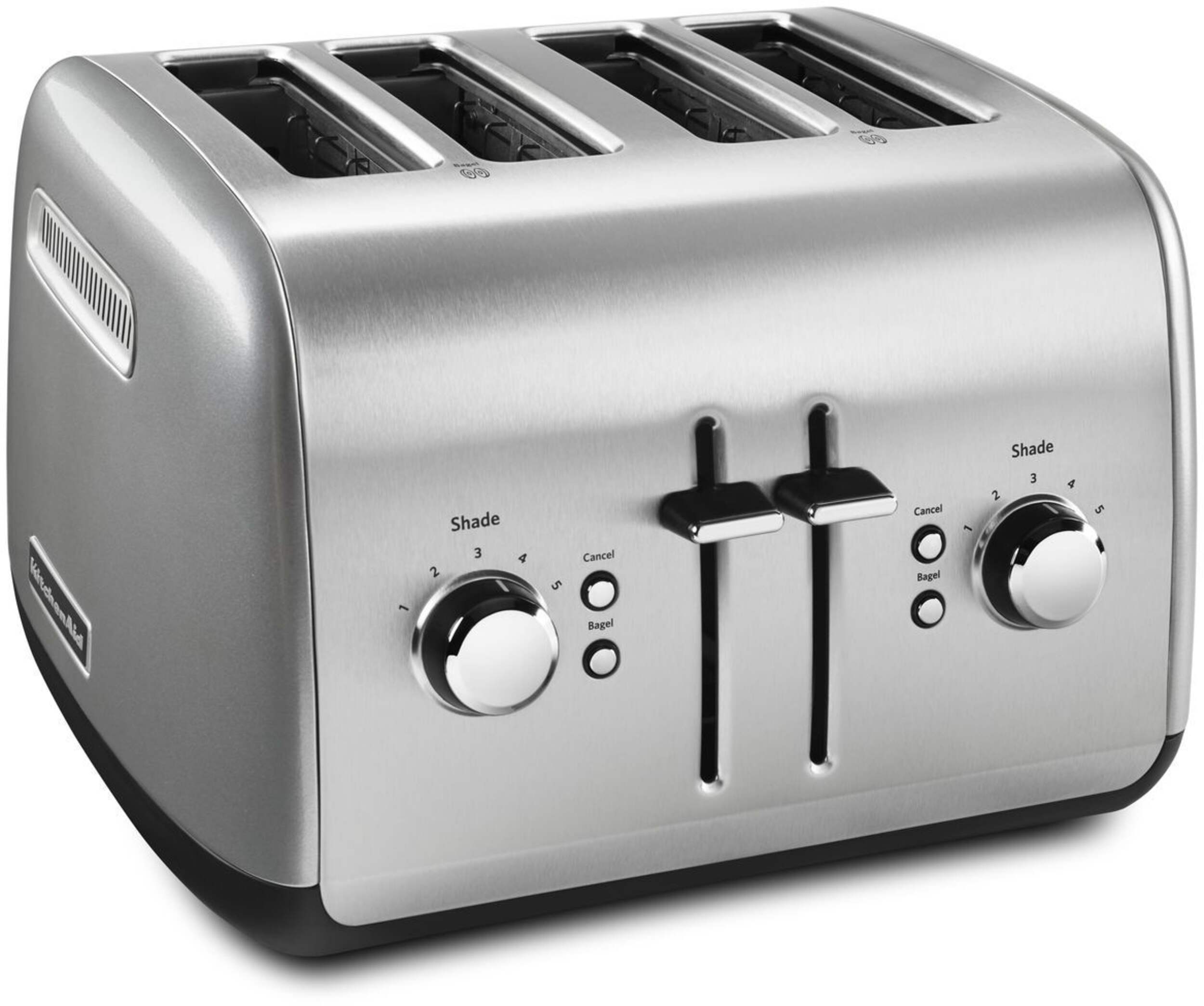KitchenAid® Extra Wide Slots Toaster w/ 5 Settings & Manual High-Lift Lever, Contour Silver, 4-Slices Front_Angled_Right
