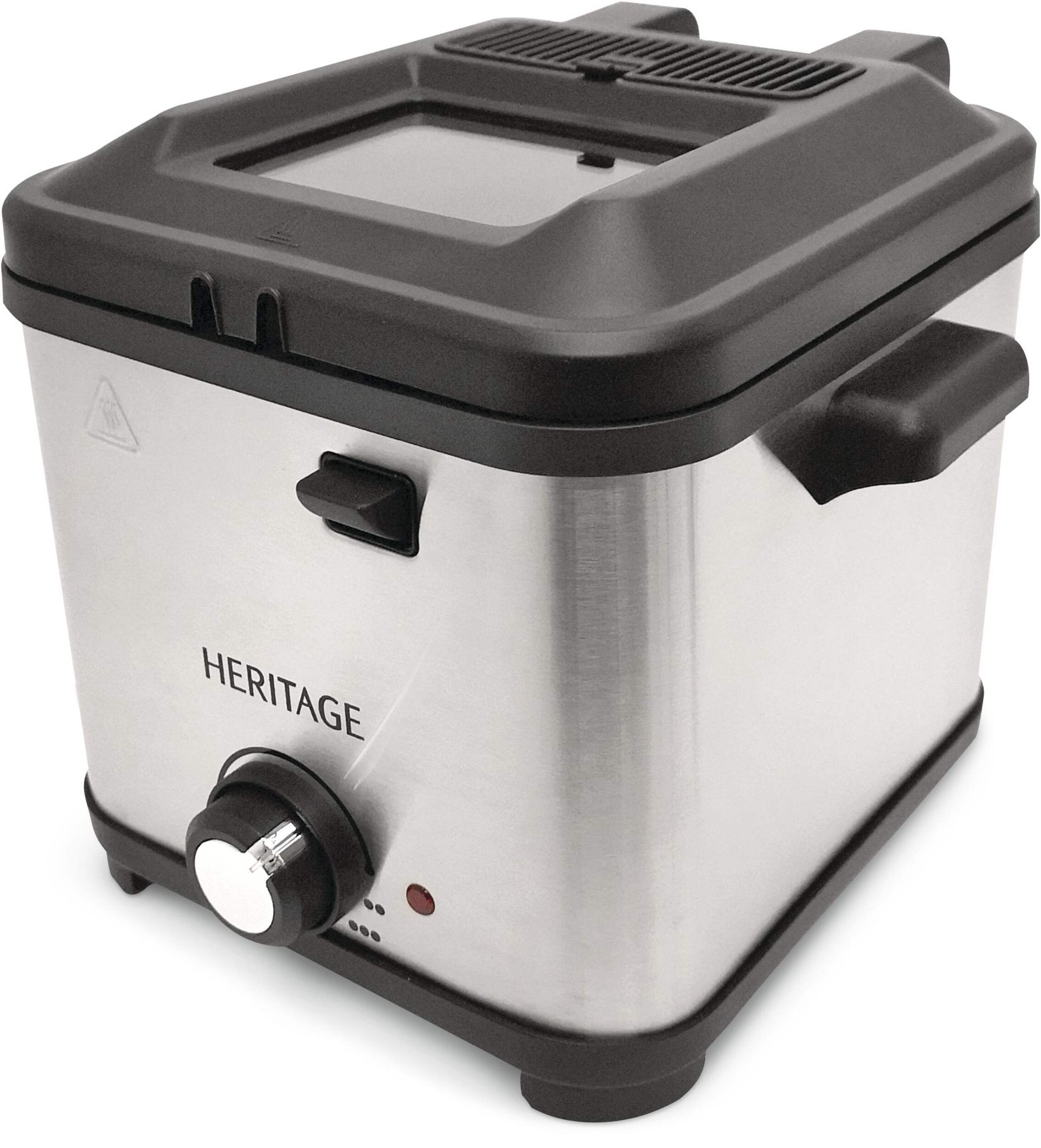 Heritage Mini/Compact Deep Fryer, Stainless Steel, 1.5L Front_Three_Fourths_Angled_Left