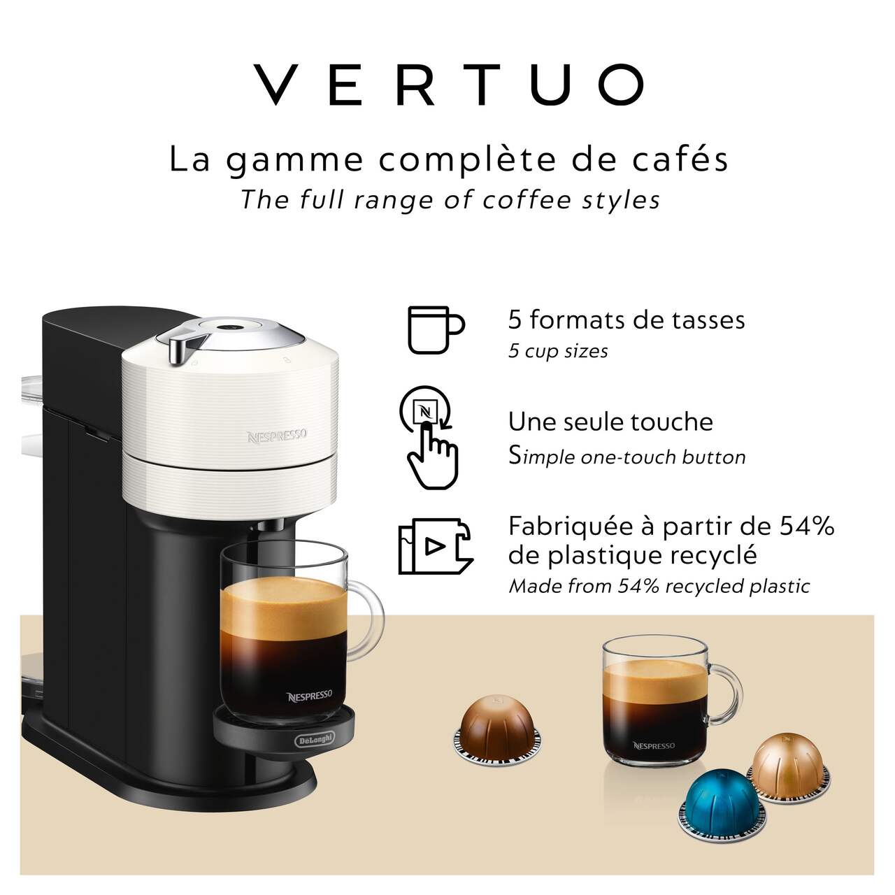 Nespresso Vertuo Next Coffee and Espresso Machine NEW by Breville, Cherry,  Coffee Maker and Espresso Machine + Nespresso Capsules VertuoLine, Medium