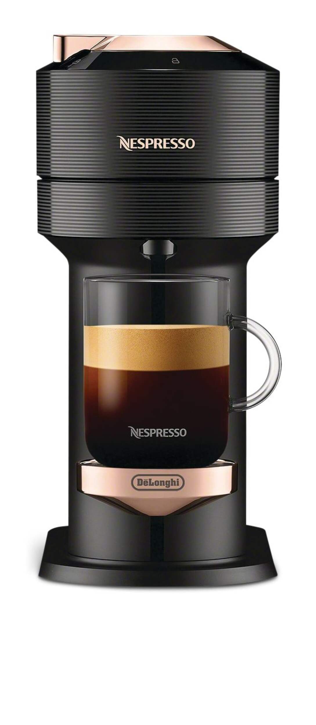 Nespresso Vertuo Next Premium Coffee & Espresso Machine by DeLonghi, Rose Gold/Black Front_Flat