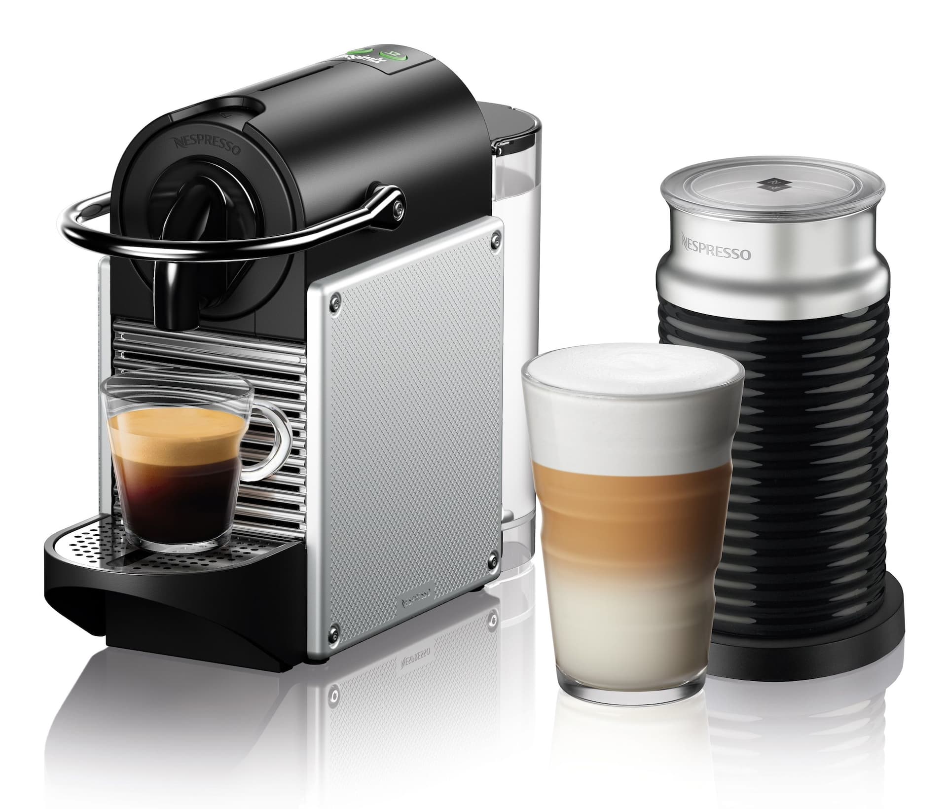 Nespresso Pixie Espresso Machine with Aeroccino Milk Frother Silver