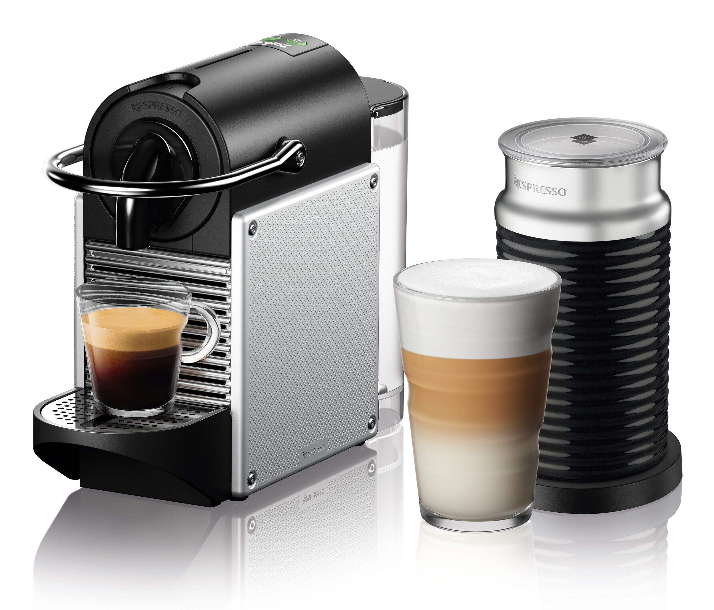 Nespresso Pixie Espresso Machine with Aeroccino Milk Frother, Silver ...