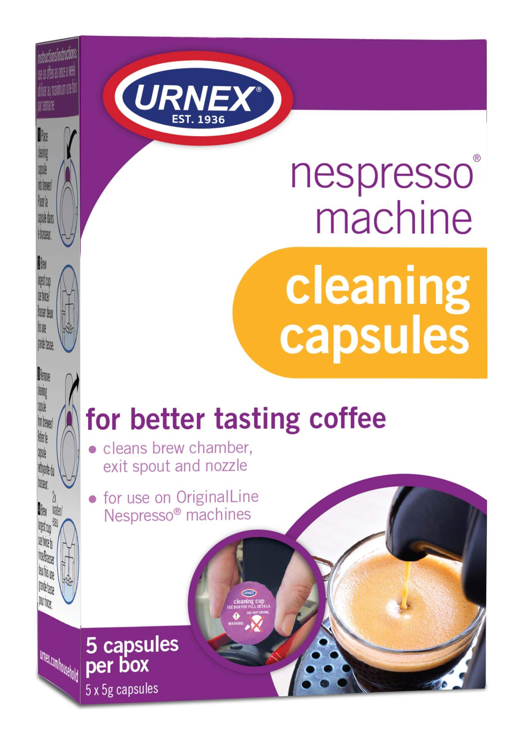 Urnex Nespresso Machine Cleaning Capsules, 5-pk Front_Angled_Right