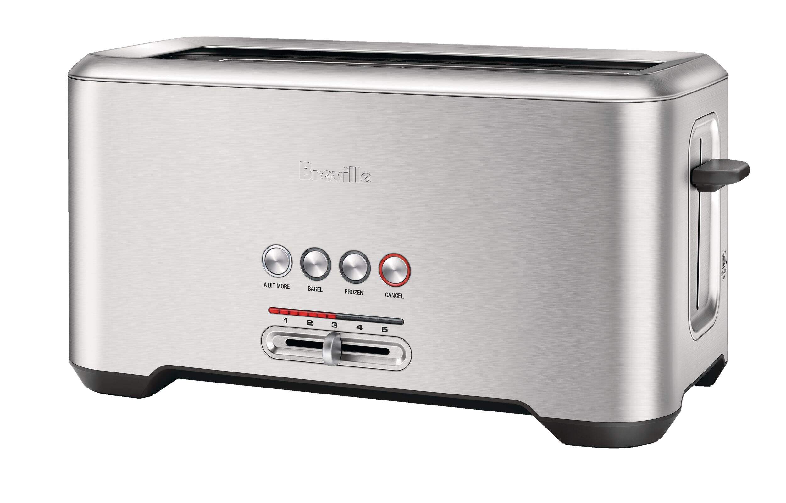 Breville ‘A Bit More’® 4-Slice Toaster, Brushed Stainless Steel Front_Angled_Left