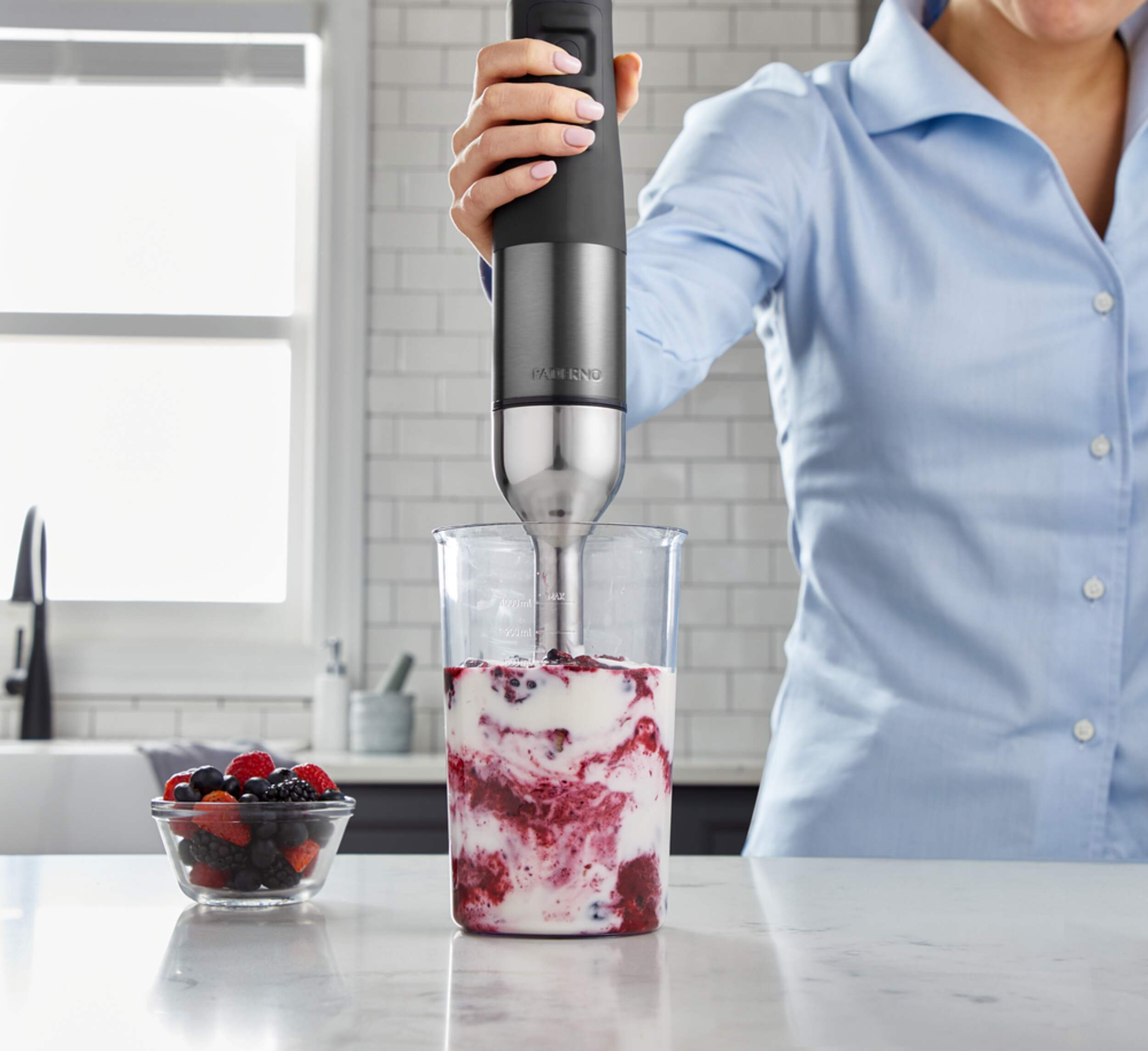 PADERNO 2Speed Corded Hand Blender w/ Vortex Blade, Black Stainless
