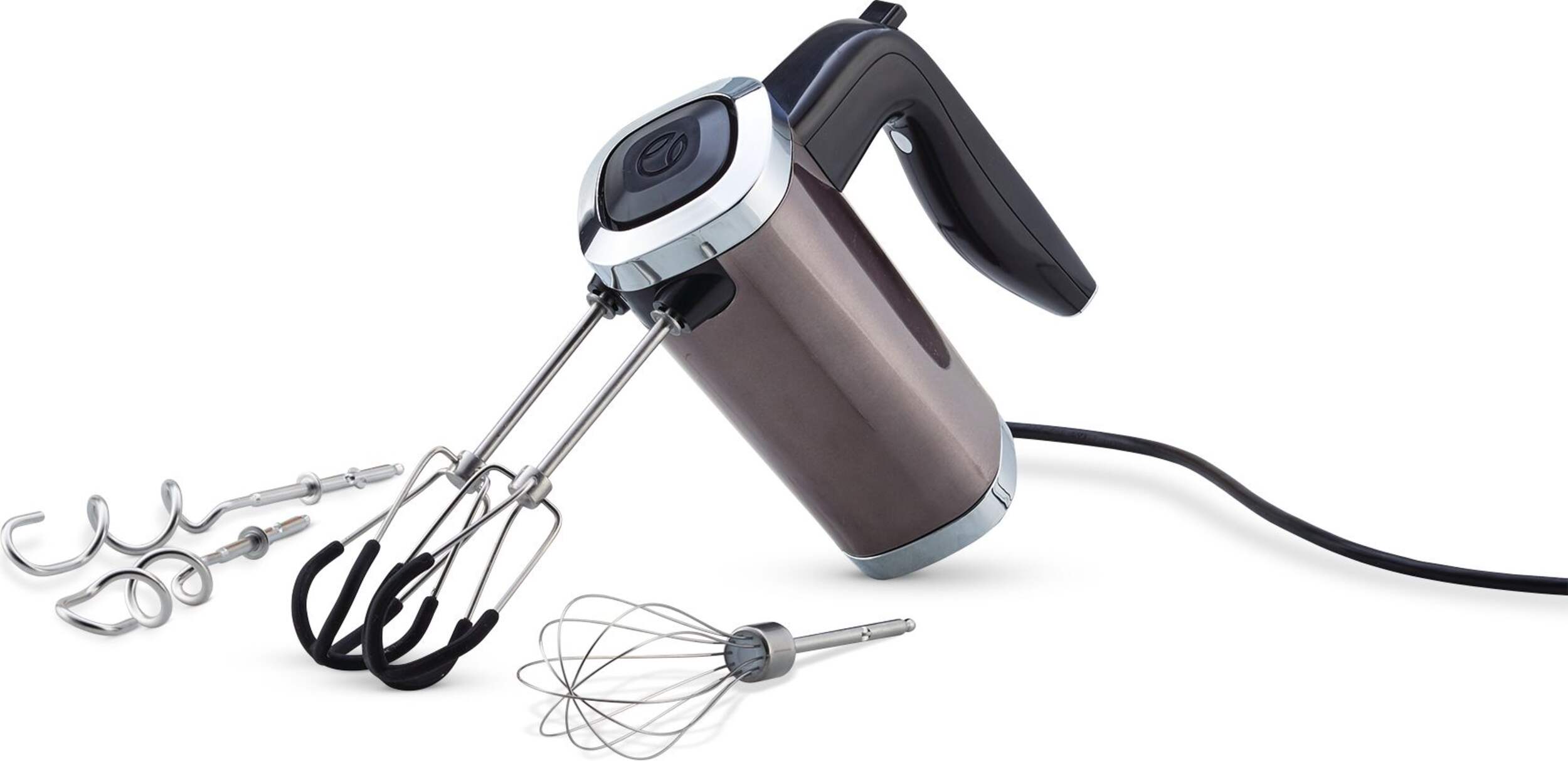 PADERNO High Power 10-Speed Hand Mixer, Black Stainless Steel Front_Angled_Left