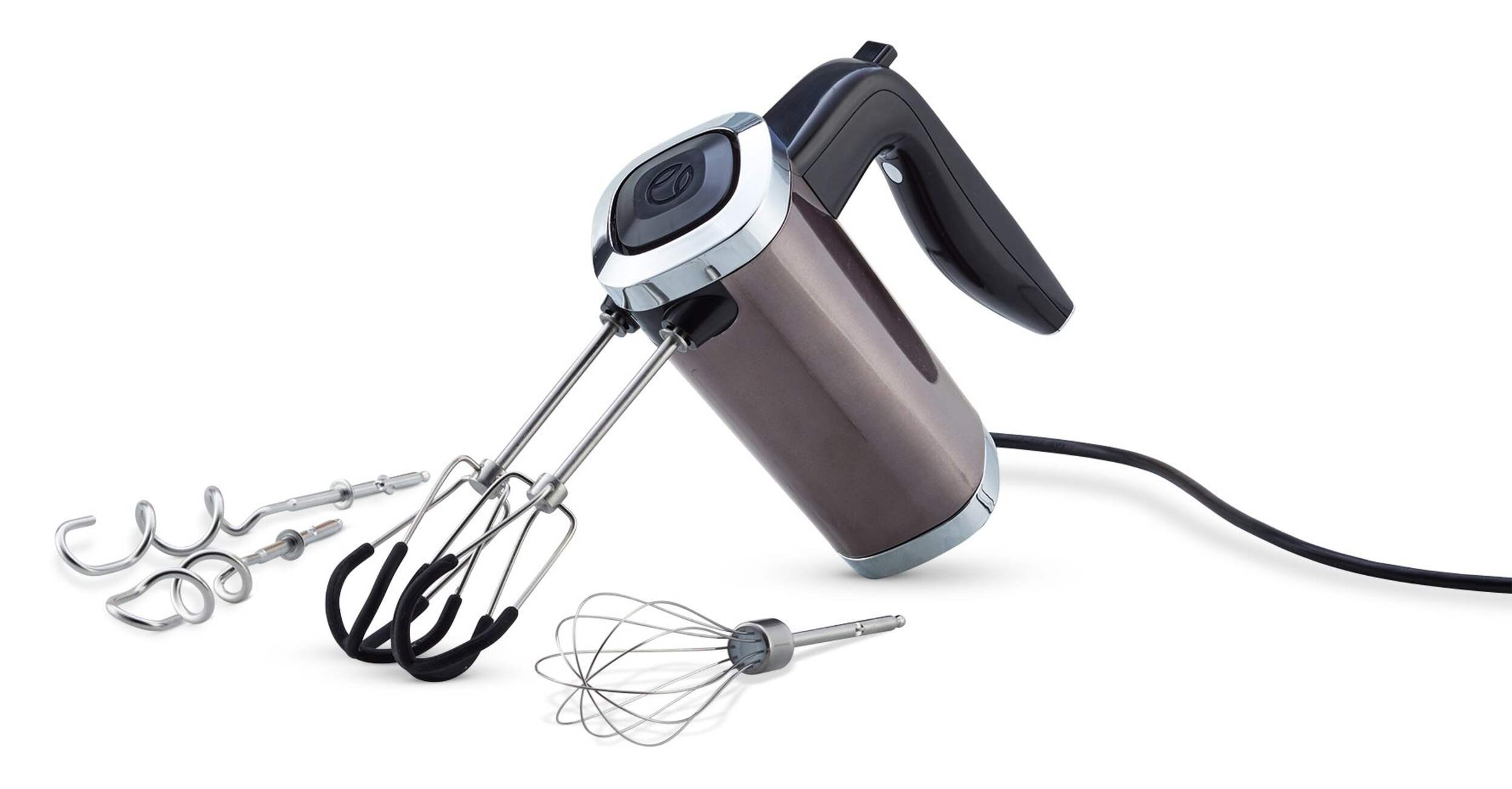 PADERNO High Power 10-Speed Hand Mixer, Black Stainless Steel Front_Angled_Left