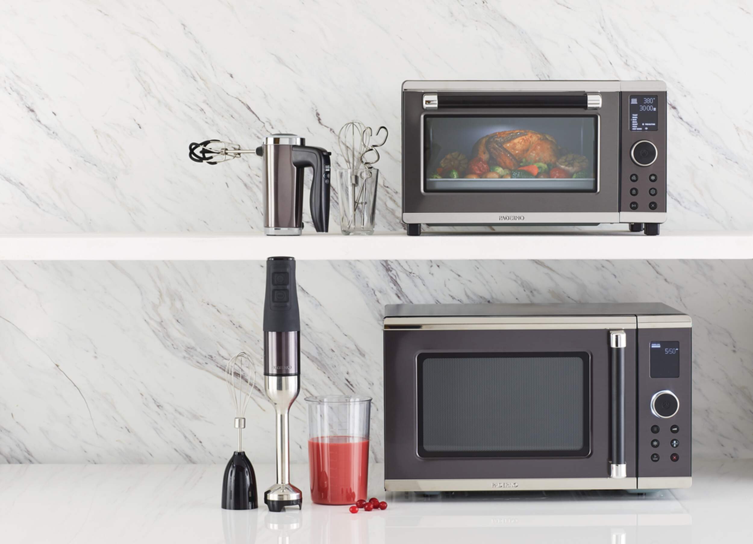 PADERNO Convection Toaster Oven w/ 7 Functions, Black Stainless Steel