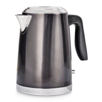 PADERNO Cordless Electric Kettle w/ Auto Shut Off, Black Stainless Steel, 1.7L Front_Angled_Left