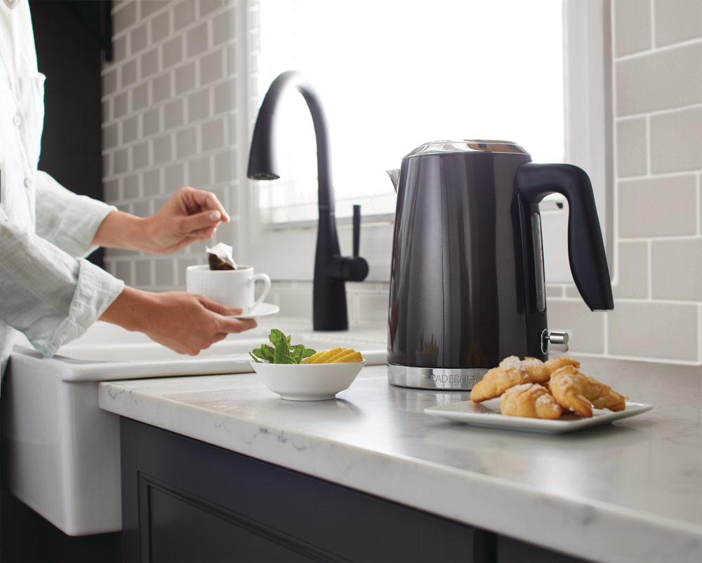 PADERNO Cordless Electric Kettle w/ Auto Shut Off, Black Stainless