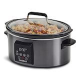 PADERNO Digital Programmable Slow Cooker, Black Stainless Steel, 6qt Front_Three_Fourths_Angled_Left