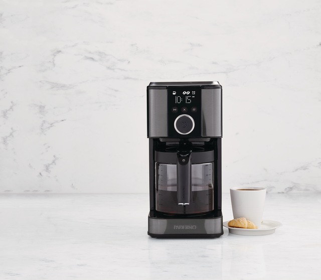 PADERNO Programmable Coffee Maker, Black Stainless Steel, 12 Cups