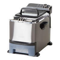 PADERNO Auto-Drain Deep Fryer w/ Digital Display & Oil Filter, Black Stainless Steel, 3.5L Front_Three_Fourths_Angled_Left