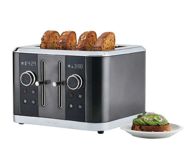 PADERNO Wide Slots Toaster w/ 9 Heating Settings, Black, 4Slices Canadian Tire