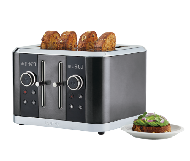 PADERNO Wide Slots Toaster w/ 9 Heating Settings, Black, 4-Slices ...