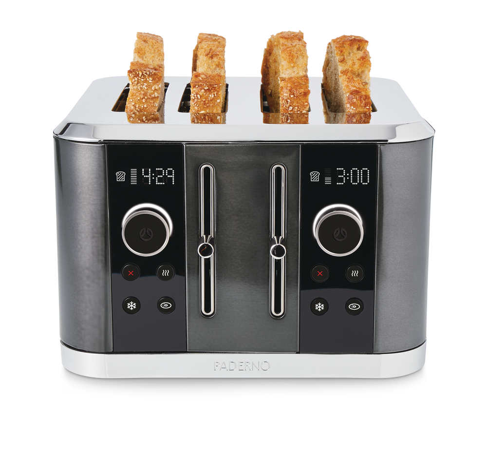 PADERNO Even Heat Wide Slots Toaster w/ 9 Settings, Black Stainless