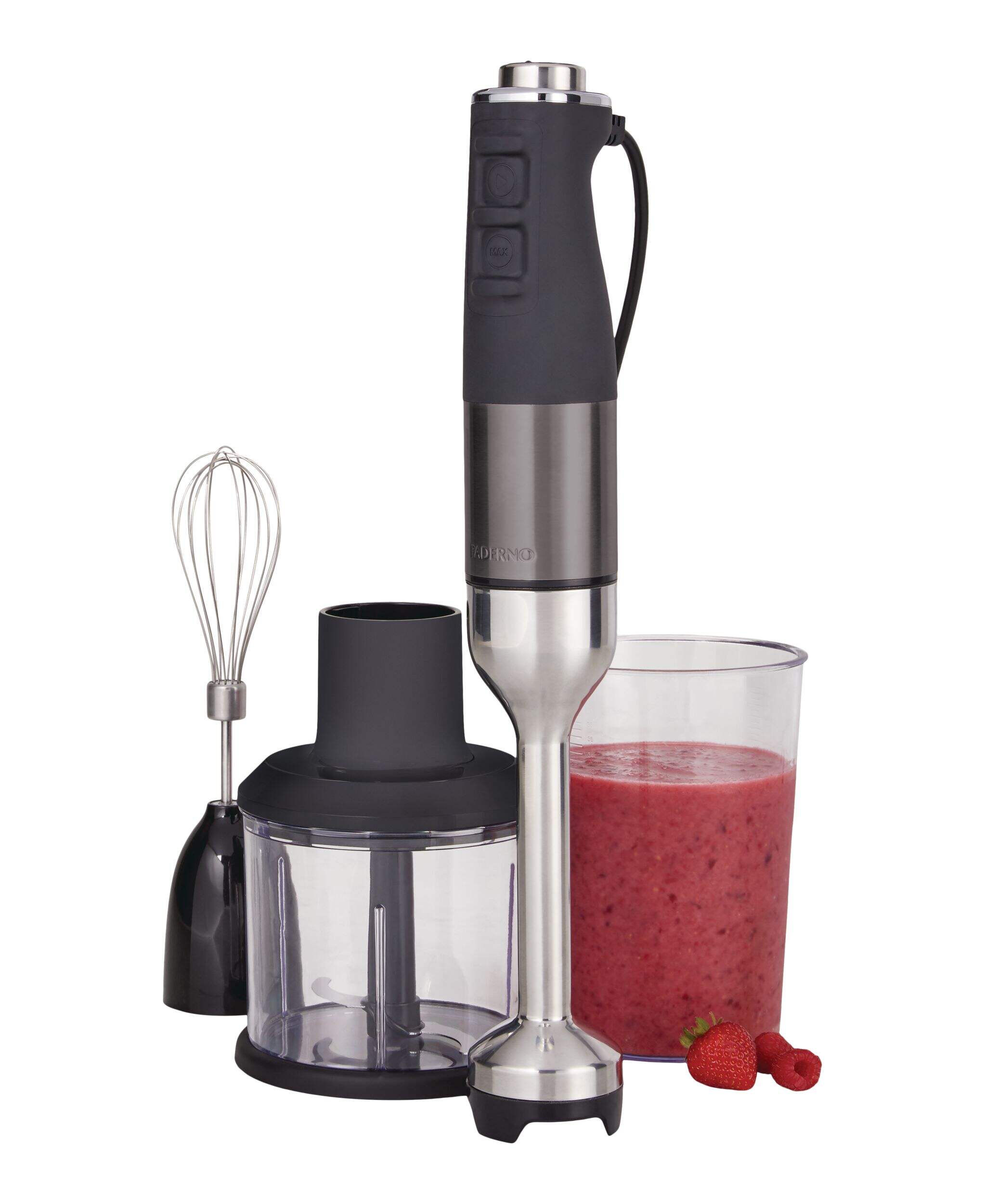 PADERNO Variable Speed Corded Hand Blender w/ Vortex Blade, Black