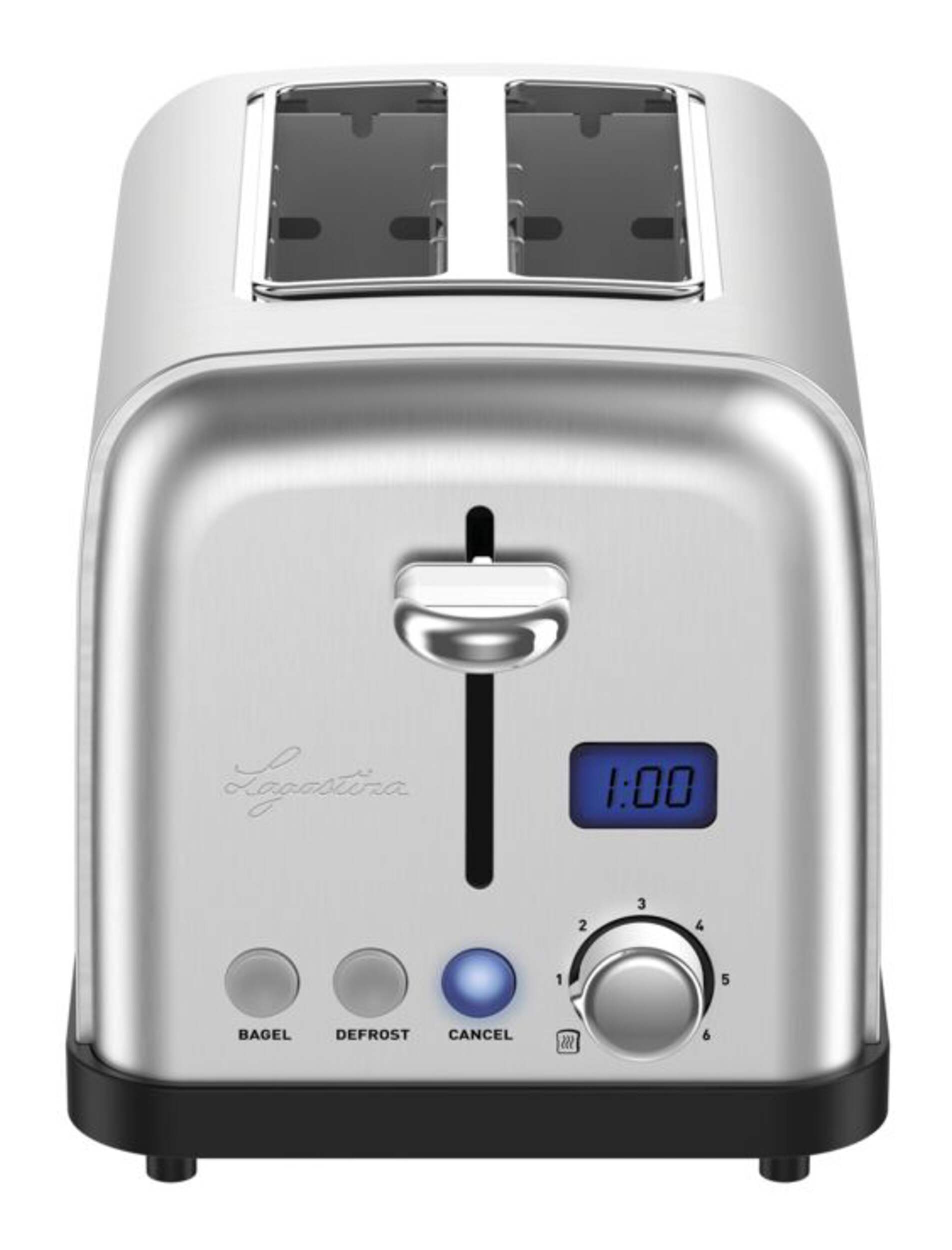 Lagostina Prima Digital Toaster w/ 6 Settings, Stainless Steel, 2-Slices Front_Elevated