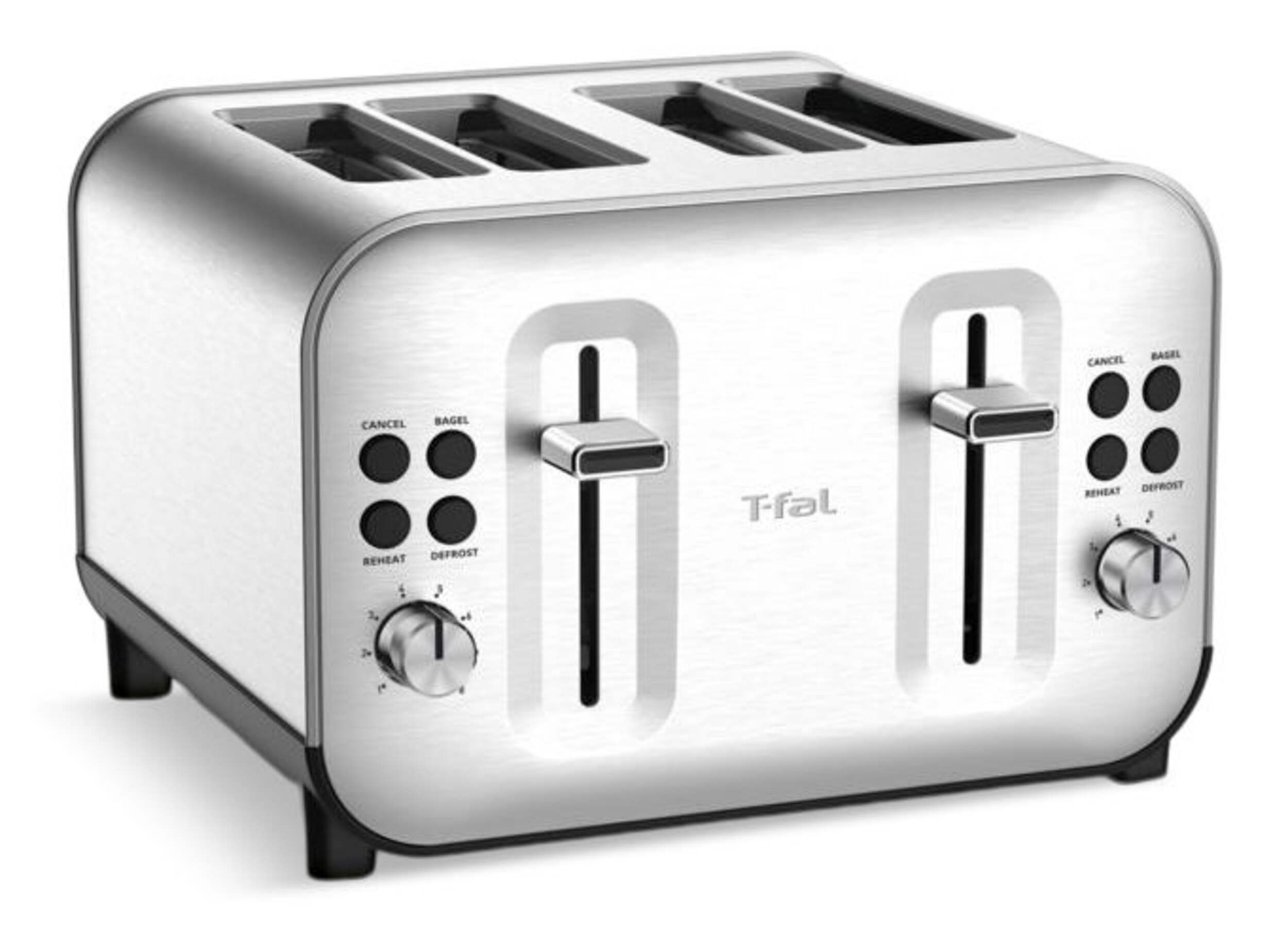 T-fal Element Wide Slots Toaster w/ 6 Settings, Stainless Steel, 4-Slices Front_Angled_Right