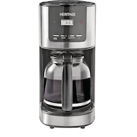 Heritage Programmable Coffee Maker w/ Glass Carafe, Silver, 12 Cups Front_Flat