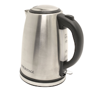 Heritage Cordless Electric Kettle w/ Auto Shut Off, Stainless Steel, 1.7L Back_Angled_Left
