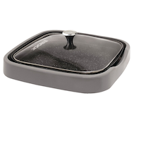 Heritage The Rock Non-Stick Electric Skillet/Pan, Black, 14x14-in Front_Angled_Left
