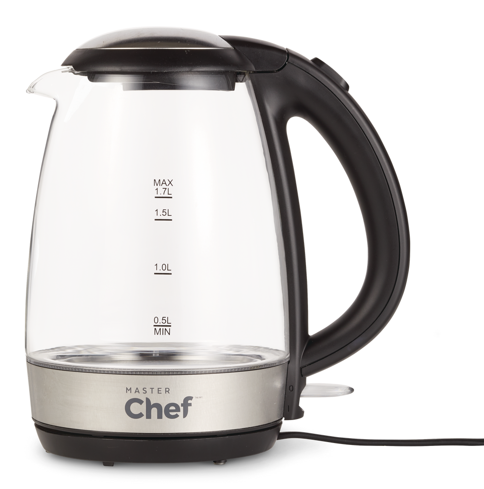 MASTER Chef Cordless Electric Kettle w/ Blue Light, Glass, 1.7L