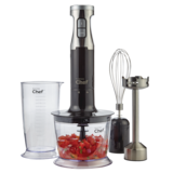 MASTER Chef Corded Hand Blender with Whisk, Stainless Steel, Black Front_Flat