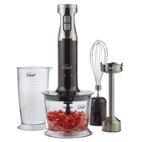 MASTER Chef Corded Hand Blender with Whisk, Stainless Steel, Black Front_Flat