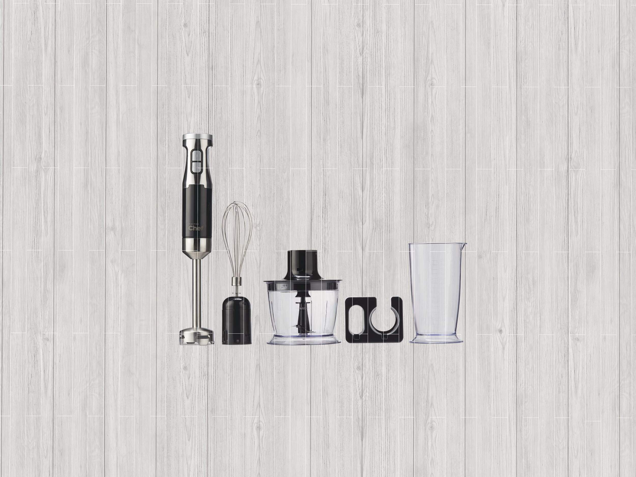 MASTER Chef Corded Hand Blender with Whisk, Stainless Steel, Black