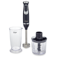 MASTER Chef 2-Speed Corded Hand Blender, Stainless Steel, Black Front_Flat