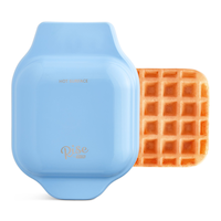 Dash Square Mini Waffle Maker, Compact Non-Stick, Blue Overhead_Flat