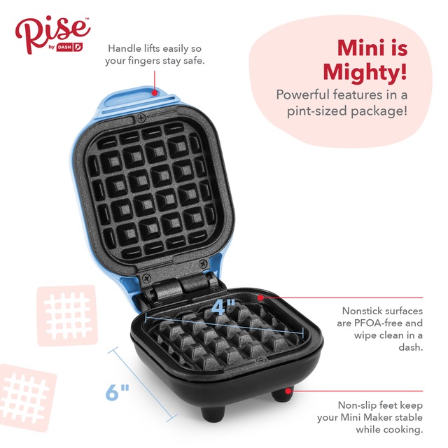 Dash Square Compact Mini, NonStick Waffle Maker, Blue Canadian Tire