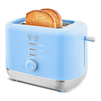 Dash Compact Toaster w/ 7 Settings, Blue, 2-Slices Front_Angled_Left
